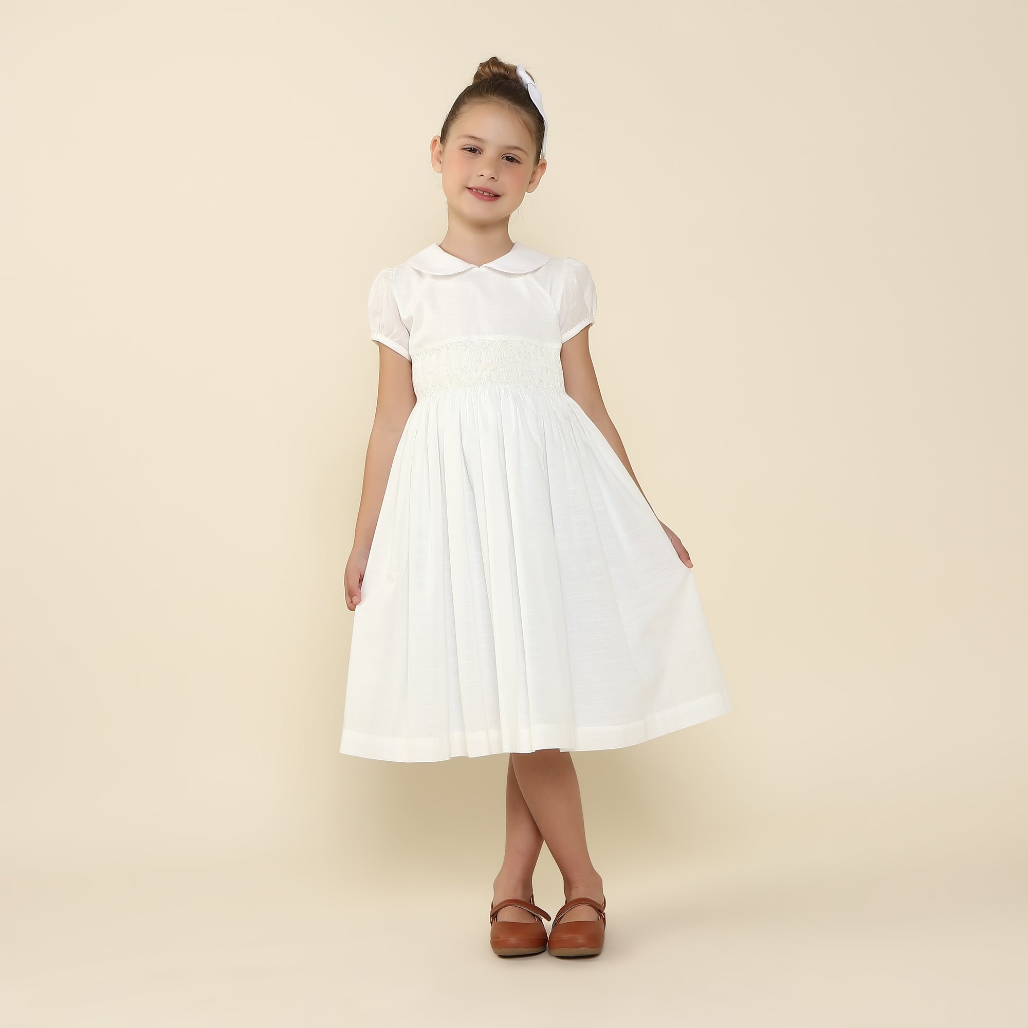 Vestido Bordado Infantil Hortênsia Off White