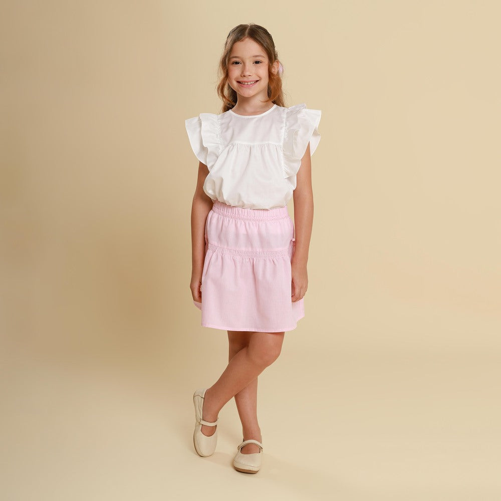 Saia Infantil Marseille Micro Vichy Rosa