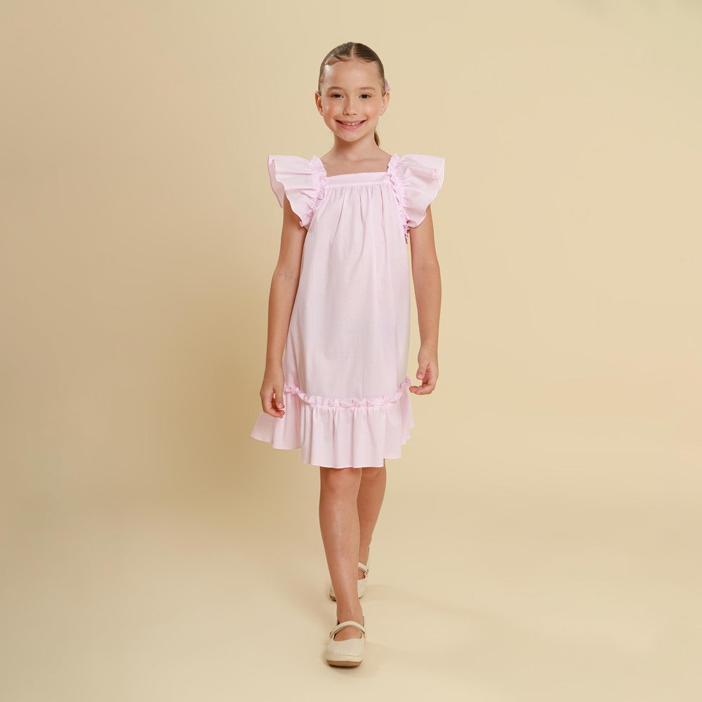 Vestido Infantil Bolonha Rosa Bebê