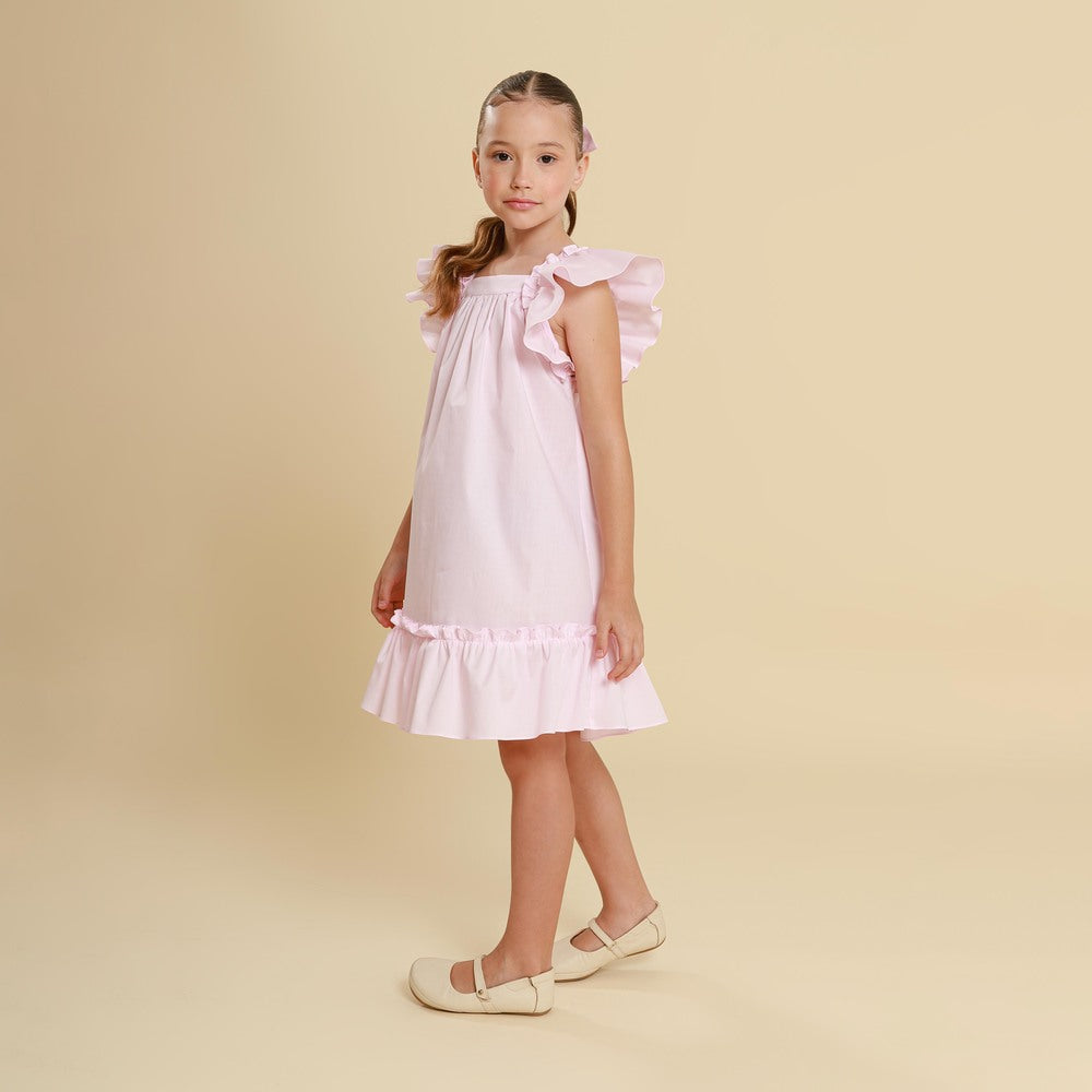 Vestido Infantil Bolonha Rosa Bebê