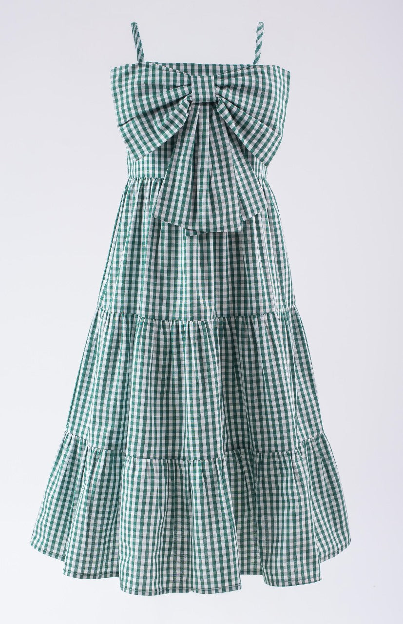 Vestido Infantil Vichy Verde