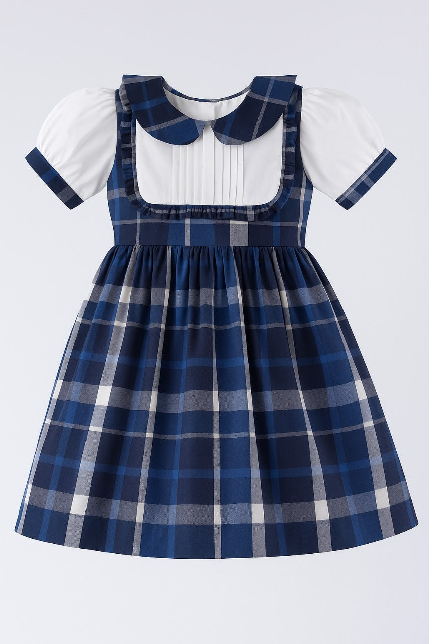 Vestido Infantil Xadrez Azul Marinho