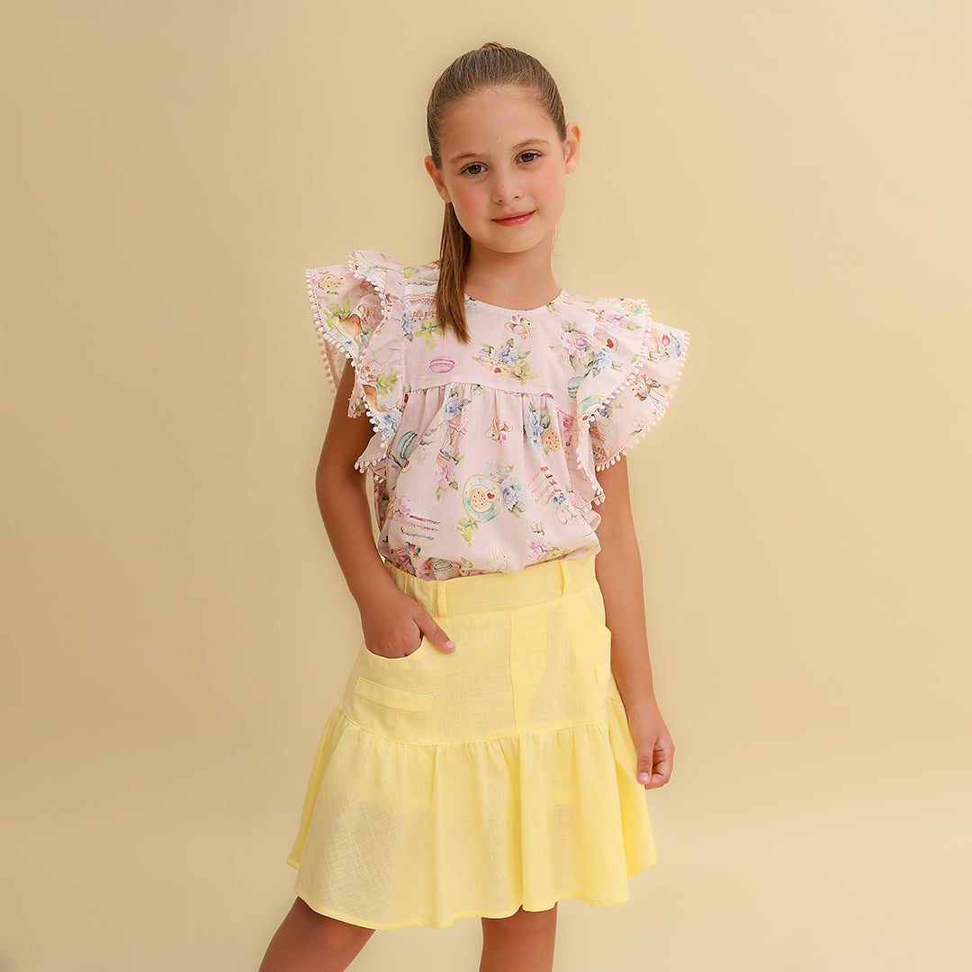 Saia Short Infantil Amarelo