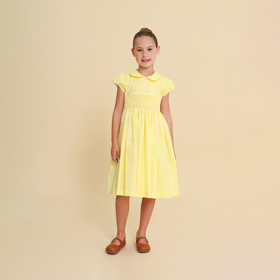 Vestido Bordado Infantil Clara Amarelo