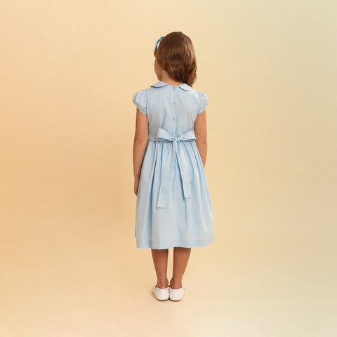 Vestido Bordado Infantil Clara Azul