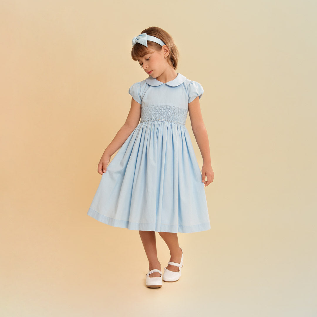 Vestido Bordado Infantil Clara Azul