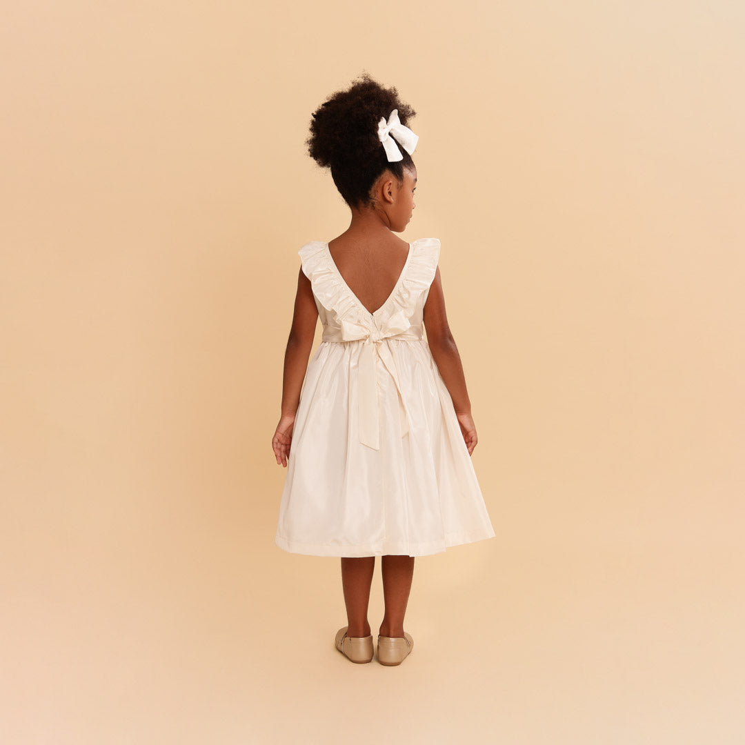 Vestido Festa Infantil Babado Off White