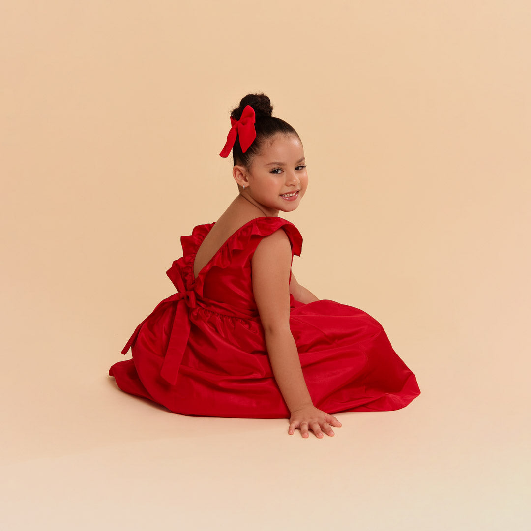 Vestido Festa Infantil Babado Vermelho
