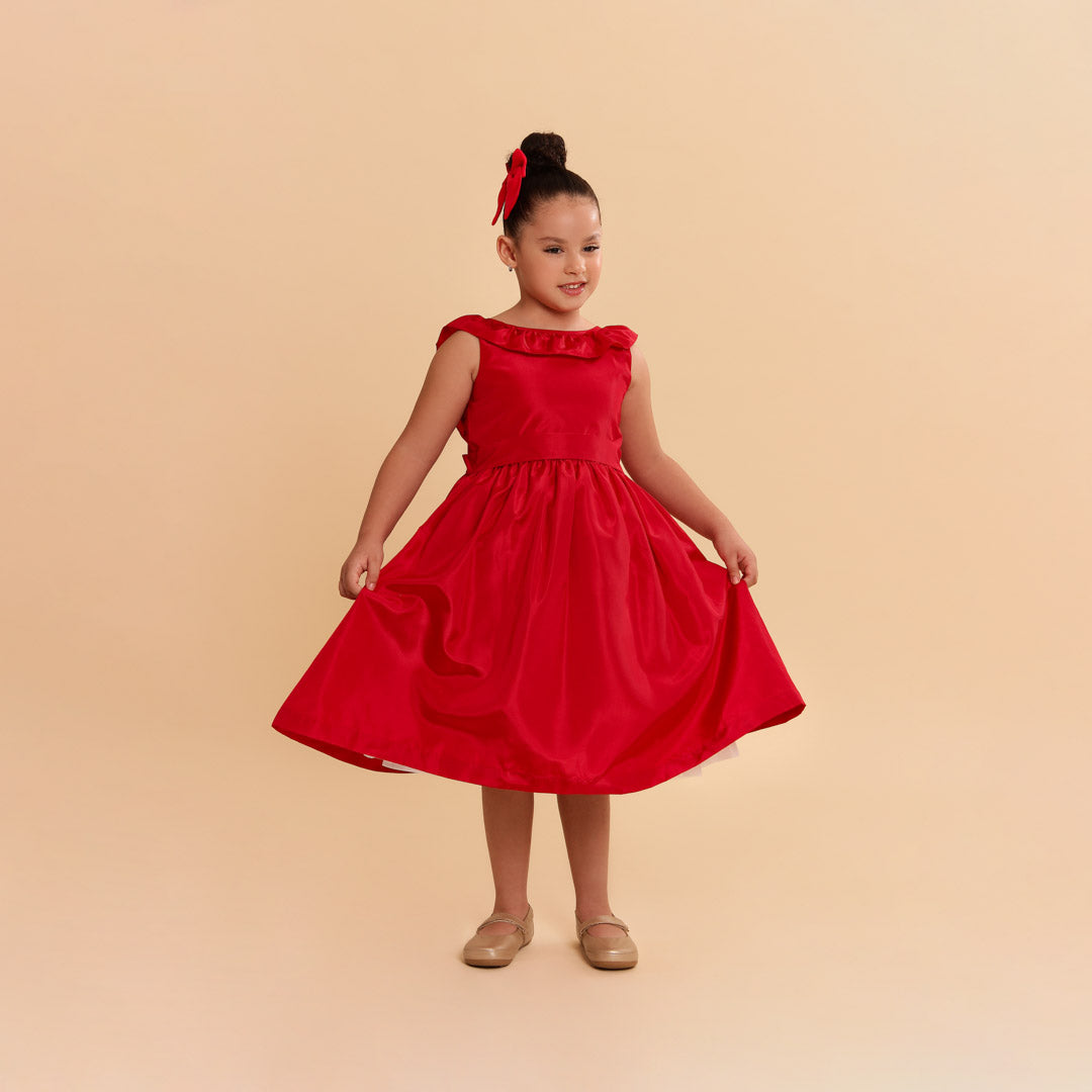 Vestido Festa Infantil Babado Vermelho