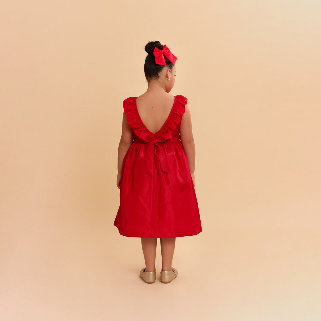 Vestido Festa Infantil Babado Vermelho