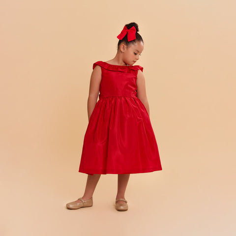 Vestido Festa Infantil Babado Vermelho