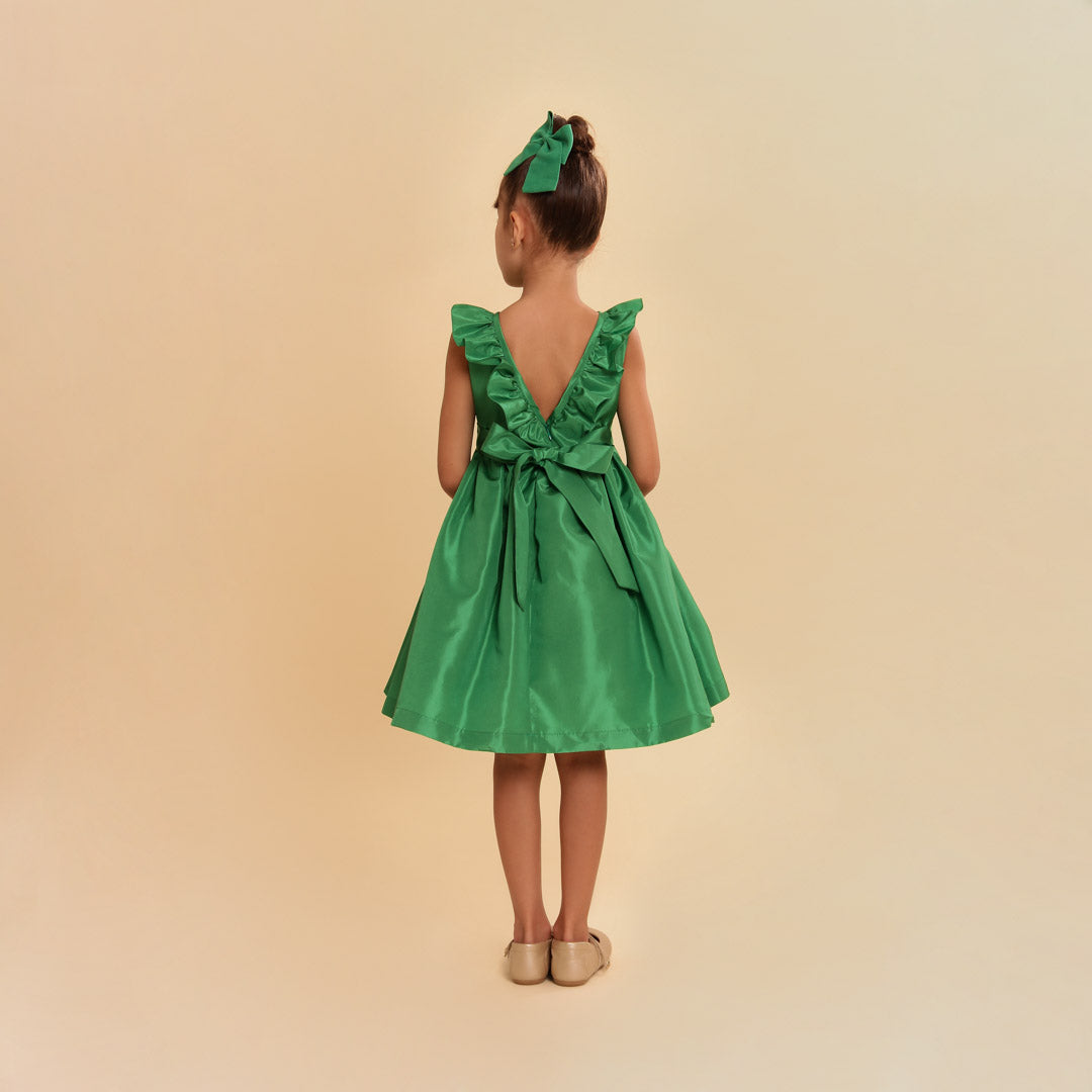 Vestido Festa Infantil Babado Verde