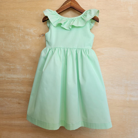 Vestido Infantil Babado Verde Melona