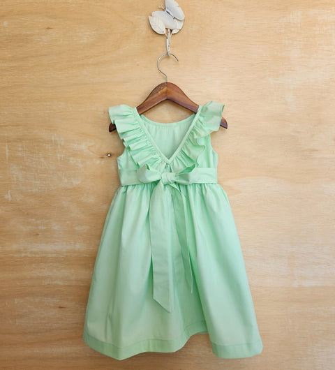 Vestido Infantil Babado Verde Melona