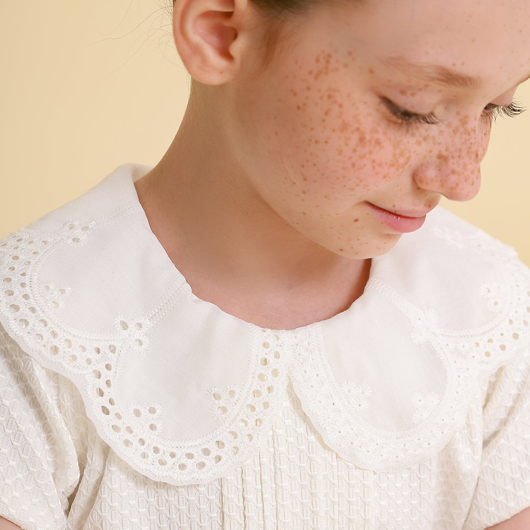 Vestido Infantil Juliette Jacquard Off White