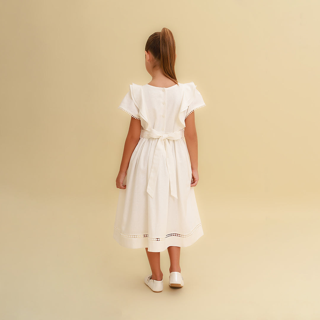 Vestido Infantil Louise Viscolinho Off White