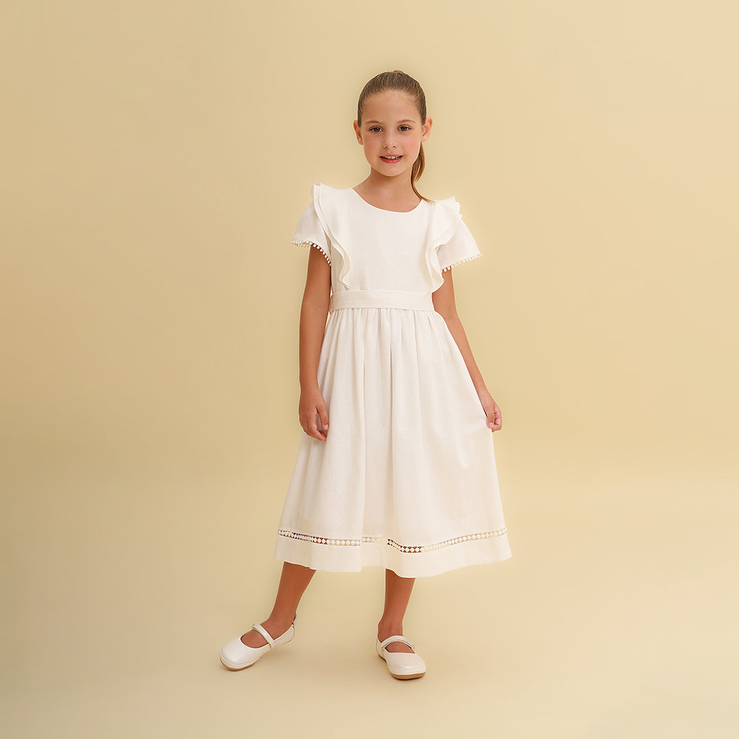 Vestido Infantil Louise Viscolinho Off White