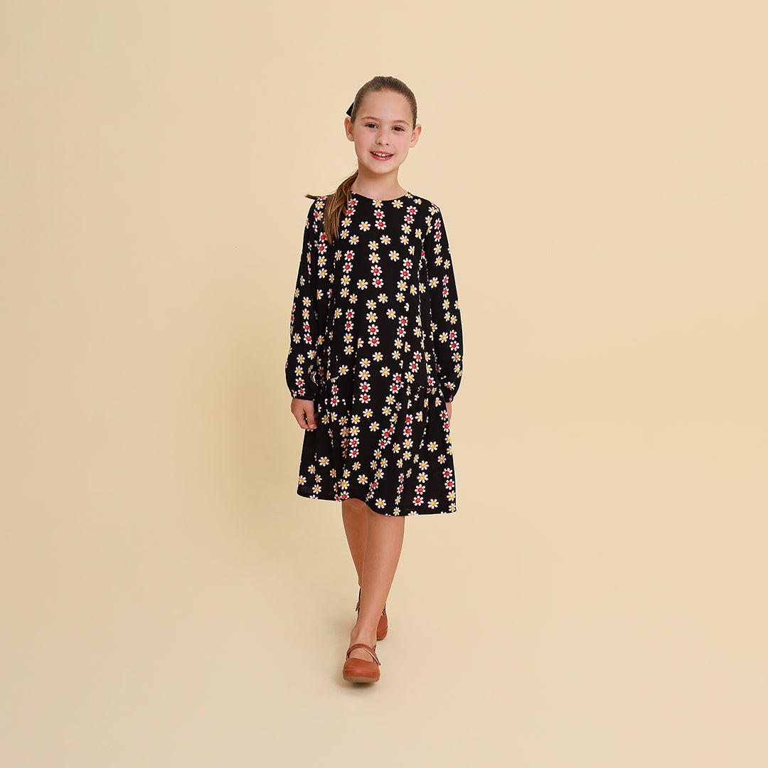 Vestido Infantil Verona Margarida Preto