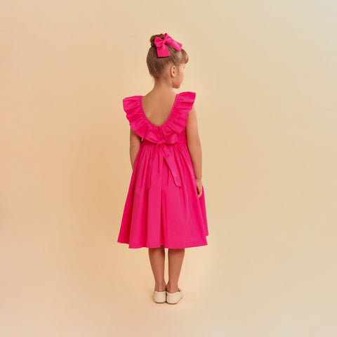 Vestido Infantil Bordado Babado Pink