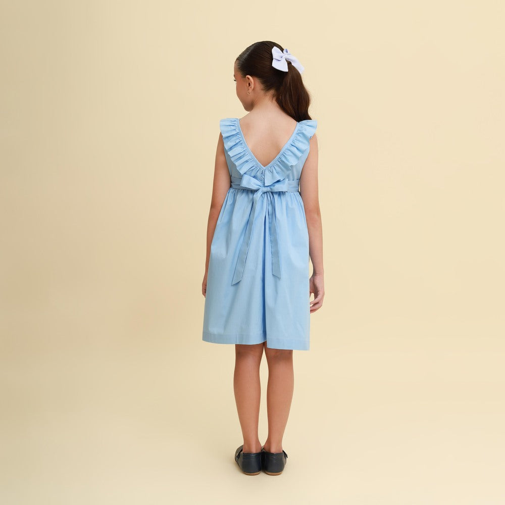 Vestido Infantil Babado Azul