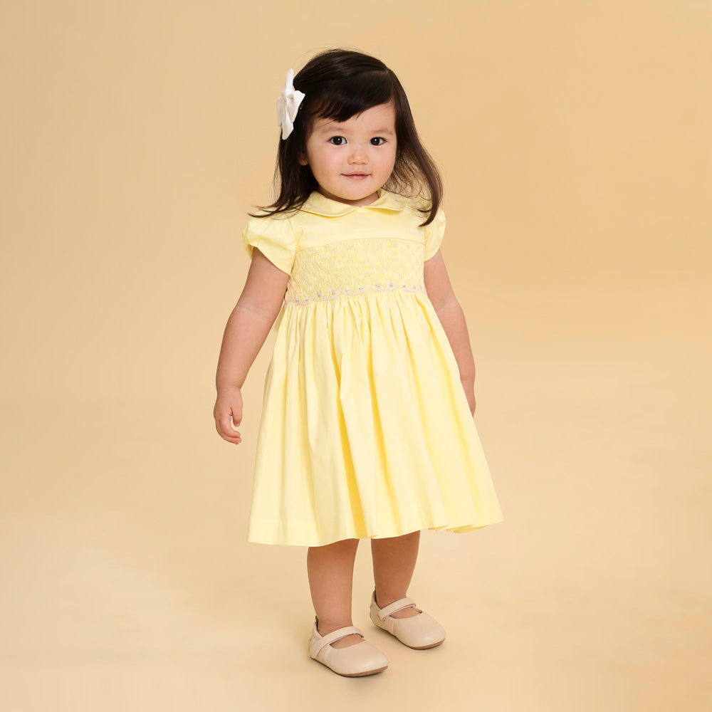 Vestido Bordado Bebê Clara Amarelo