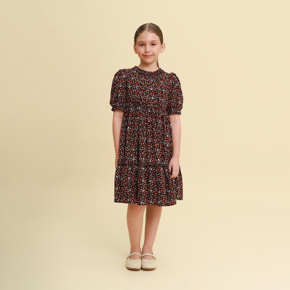 Vestido Infantil Lírio Florzinha Preto