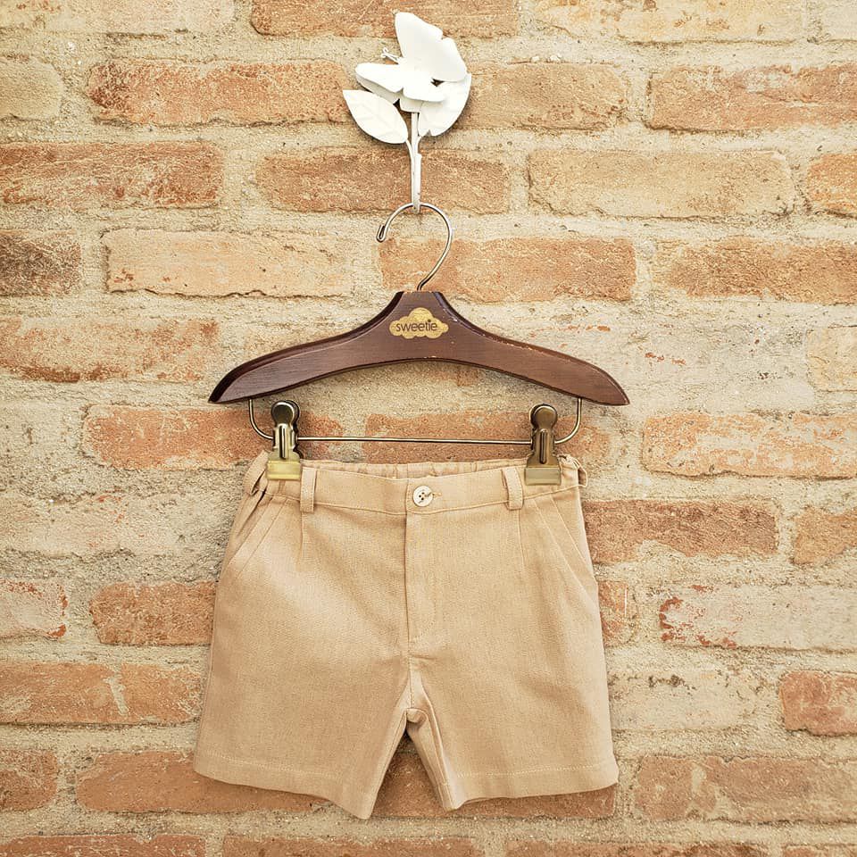 Shorts de Linho Camel - vista frontal